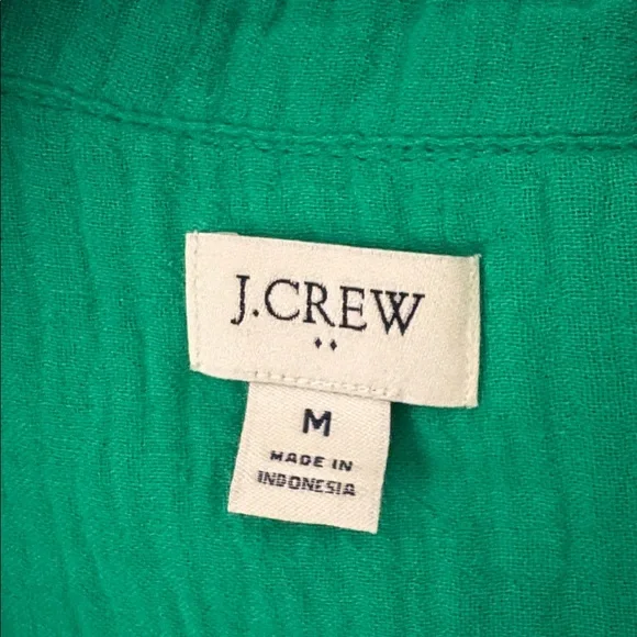 J.Crew Gauze button up shirt Medium Kelly Green - Picture 2 of 4